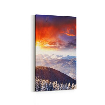 Olla 16081DD Günbatımı Görseli Dikey Dar Kanvas Tablo (Ölçü: 60X120)