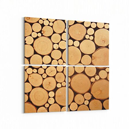 Olla 11995K4 Ahşap Desen Görseli Kare 4'lü Kanvas Tablo (Ölçü: 105X105)
