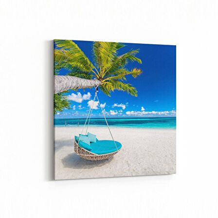 Olla 16368K Kumsal / Sahil Görseli Kare Kanvas Tablo (Ölçü: 25X25)