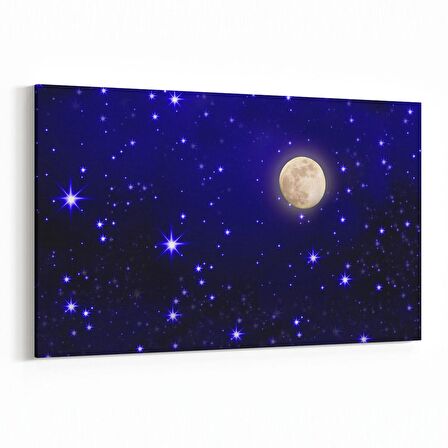 Olla 14686Y Gece Gökyüzü Görseli Yatay Kanvas Tablo (Ölçü: 90X60)