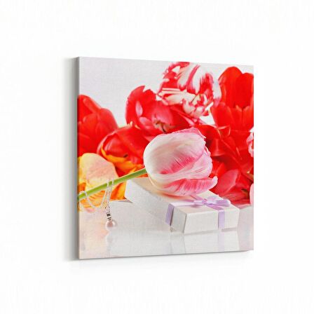 Olla 11615K Çiçek Görseli Kare Kanvas Tablo (Ölçü: 25X25)