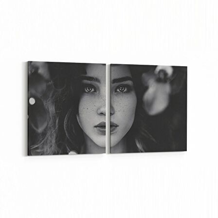 Olla 16943K2Y Model / Manken Görseli 2'li Yatay Kanvas Tablo (Ölçü: 125X60)