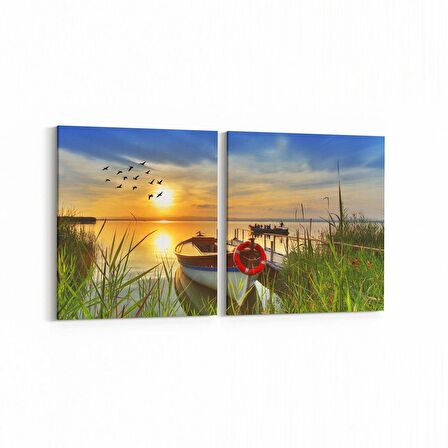 Olla 13768K2Y Doğa / Manzara Görseli Kare 2'li Yatay Kanvas Tablo (Ölçü: 125X60)