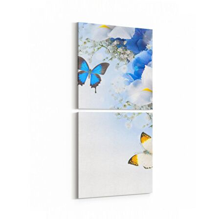 Olla 11667K2D Orkide Çiçek Görseli Kare 2'li Dikey Kanvas Tablo (Ölçü: 30X65)