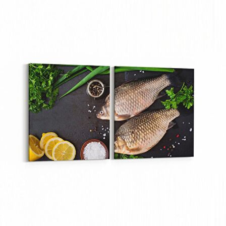 Olla 15197K2Y Gıda Görseli Kare 2'li Yatay Kanvas Tablo (Ölçü: 125X60)