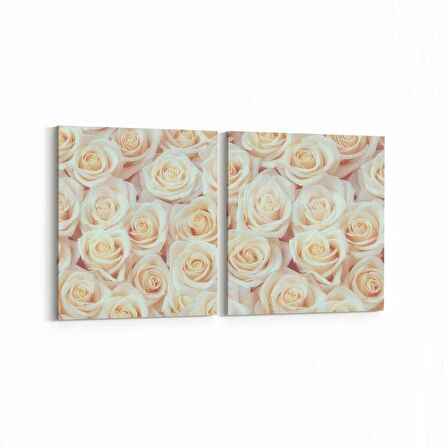 Olla 11632K2Y Çiçek Görseli Kare 2'li Yatay Kanvas Tablo (Ölçü: 125X60)