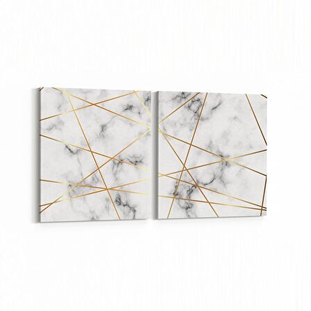 Olla 16728K2Y Mermer Desen Görsel Kare 2'li Yatay Kanvas Tablo (Ölçü: 65X30)