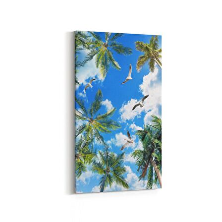 Olla 11498DD Palmiye Ağacı Görseli Dikey Dar Kanvas Tablo (Ölçü: 40X80)