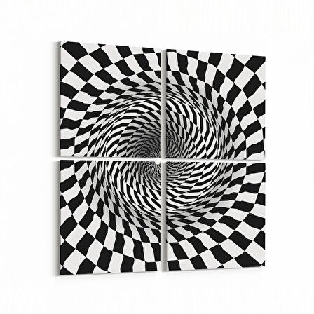 Olla 10239K4 Abstract Girdap Görsel Kare 4'lü Kanvas Tablo (Ölçü: 65X65)