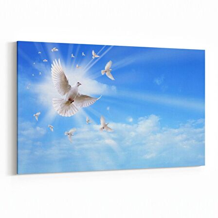 Olla 15868Y Gökyüzü Kuşlar Görseli Yatay Kanvas Tablo (Ölçü: 150X100)