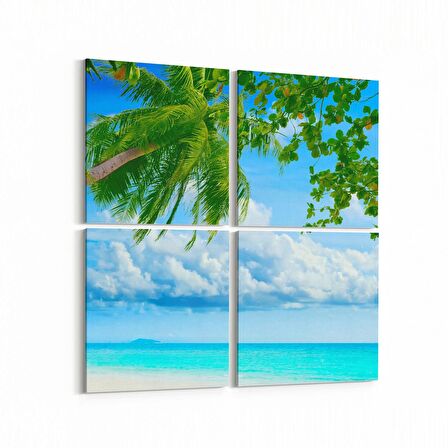 Olla 16512K4 Kumsal / Sahil Görseli Kare 4'lü Kanvas Tablo (Ölçü: 65X65)
