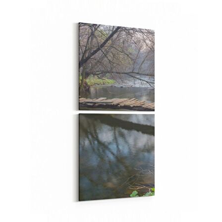 Olla 13662K2D Doğa / Manzara Görseli Kare 2'li Dikey Kanvas Tablo (Ölçü: 30X65)