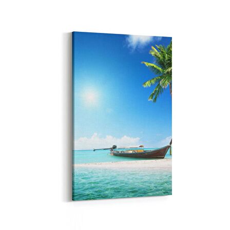 Olla 16364D Kumsal / Sahil Görseli Dikey Kanvas Tablo (Ölçü: 80X120)