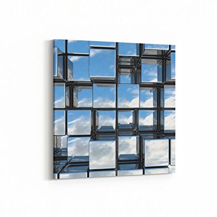 Olla 10016K Abstract 3 Boyut Görsel Kare Kanvas Tablo (Ölçü: 25X25)