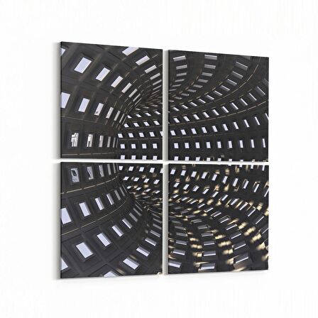 Olla 10261K4 Abstract Girdap Görsel Kare 4'lü Kanvas Tablo (Ölçü: 65X65)