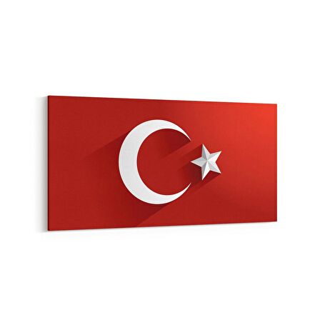 Olla 17539YD Türk Bayrağı Görseli Yatay Dar Kanvas Tablo (Ölçü: 60X30)
