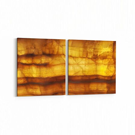 Olla 16657K2Y Mermer Desen Görsel Kare 2'li Yatay Kanvas Tablo (Ölçü: 125X60)