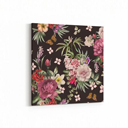Olla 11785K Çiçek Görseli Kare Kanvas Tablo (Ölçü: 25X25)