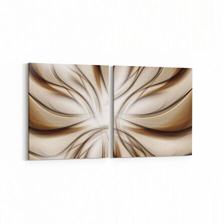 Olla 10162K2Y Abstract Görsel Kare 2'li Yatay Kanvas Tablo (Ölçü: 125X60)