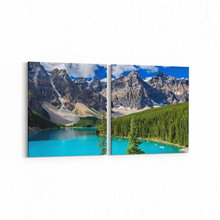 Olla 14216K2Y Doğa / Manzara Görseli Kare 2'li Yatay Kanvas Tablo (Ölçü: 85X40)