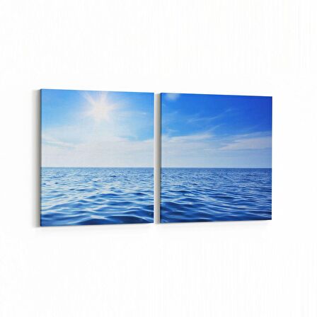 Olla 16385K2Y Kumsal / Sahil Görseli Kare 2'li Yatay Kanvas Tablo (Ölçü: 65X30)