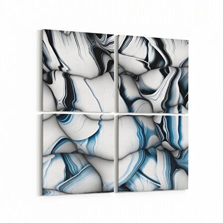Olla 10299K4 Abstract Görsel Kare 4'lü Kanvas Tablo (Ölçü: 125X125)