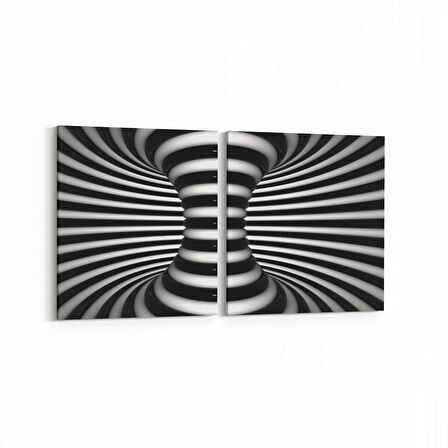 Olla 10280K2Y Abstract Girdap Görsel Kare 2'li Yatay Kanvas Tablo (Ölçü: 145X70)