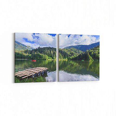 Olla 14384K2Y Doğa / Manzara Görseli Kare 2'li Yatay Kanvas Tablo (Ölçü: 105X50)