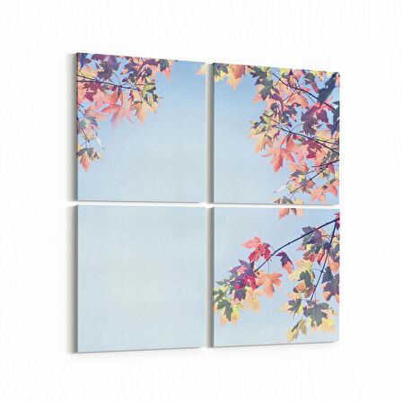 Olla 10785K4 Ağaç Görseli Kare 4'lü Kanvas Tablo (Ölçü: 145X145)
