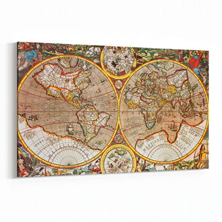 Olla 16186Y Harita Görseli Yatay Kanvas Tablo (Ölçü: 45X30)