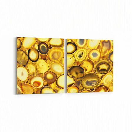 Olla 16707K2Y Mermer Desen Görsel Kare 2'li Yatay Kanvas Tablo (Ölçü: 65X30)