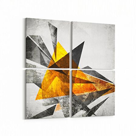 Olla 10294K4 Abstract Görsel Kare 4'lü Kanvas Tablo (Ölçü: 105X105)