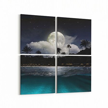 Olla 16446K4 Kumsal / Sahil Görseli Kare 4'lü Kanvas Tablo (Ölçü: 145X145)