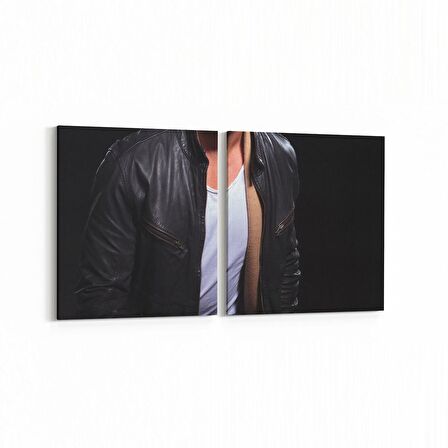 Olla 16818K2Y Model / Manken Görseli 2'li Yatay Kanvas Tablo (Ölçü: 145X70)