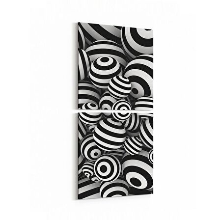 Olla 10059K2D Abstract Görsel Kare 2'li Dikey Kanvas Tablo (Ölçü: 30X65)