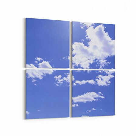 Olla 15765K4 Gökyüzü Bulut Görseli Kare 4'lü Kanvas Tablo (Ölçü: 145X145)