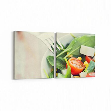 Olla 15178K2Y Gıda Görseli Kare 2'li Yatay Kanvas Tablo (Ölçü: 145X70)
