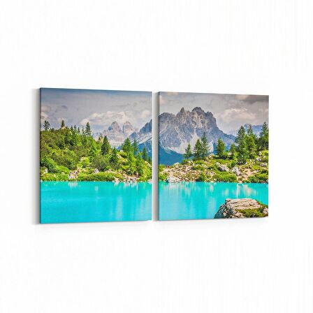 Olla 13736K2Y Doğa / Manzara Görseli Kare 2'li Yatay Kanvas Tablo (Ölçü: 145X70)