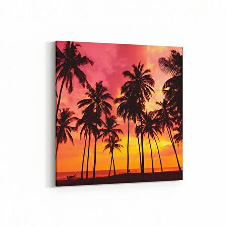 Olla 16037K Günbatımı Görseli Kare Kanvas Tablo (Ölçü: 25X25)