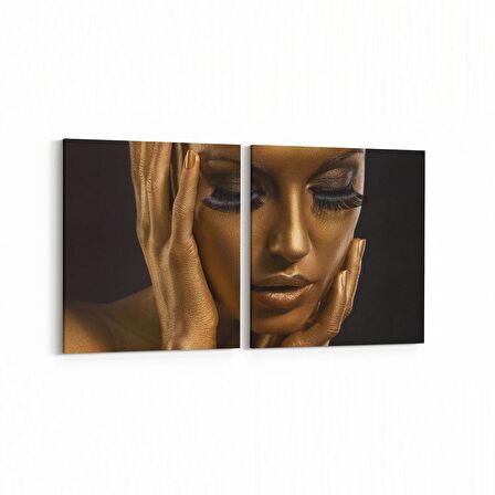 Olla 16799K2Y Model / Manken Görseli 2'li Yatay Kanvas Tablo (Ölçü: 105X50)