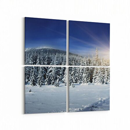 Olla 16127K4 Günbatımı Görseli Kare 4'lü Kanvas Tablo (Ölçü: 125X125)