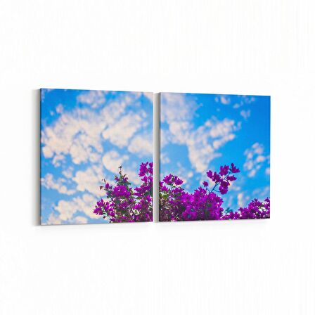 Olla 11011K2Y Ağaç Görseli Kare 2'li Yatay Kanvas Tablo (Ölçü: 85X40)