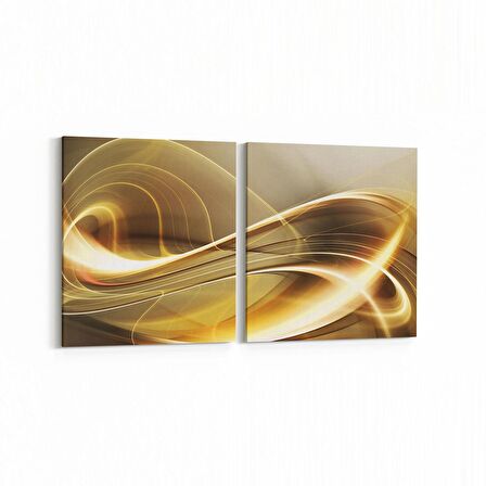 Olla 10095K2Y Abstract Görsel Kare 2'li Yatay Kanvas Tablo (Ölçü: 85X40)