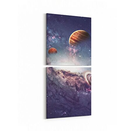 Olla 17656K2D Uzay Görseli Kare 2'li Dikey Kanvas Tablo (Ölçü: 30X65)