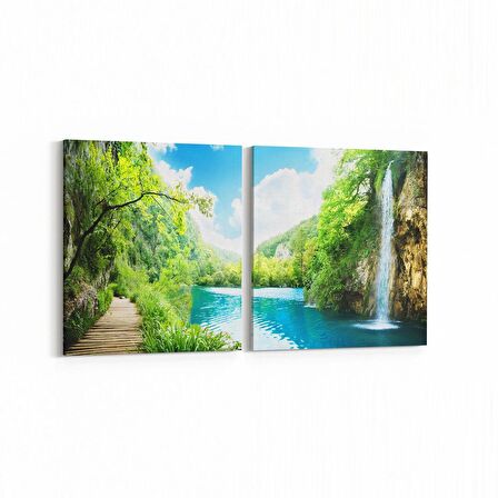 Olla 14424K2Y Doğa / Manzara Görseli Kare 2'li Yatay Kanvas Tablo (Ölçü: 105X50)
