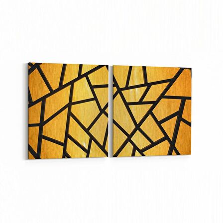 Olla 10315K2Y Abstract Görsel Kare 2'li Yatay Kanvas Tablo (Ölçü: 145X70)