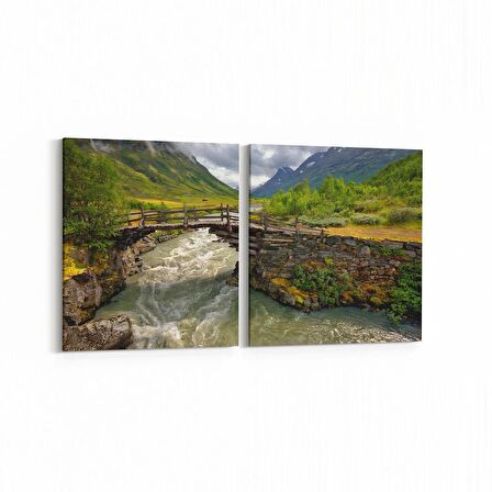 Olla 13519K2Y Doğa / Manzara Görseli Kare 2'li Yatay Kanvas Tablo (Ölçü: 105X50)