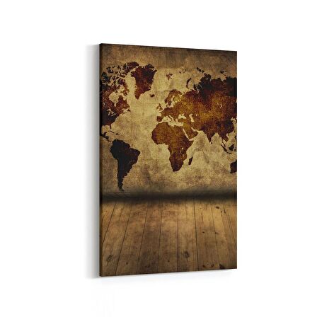 Olla 16147D Harita Görseli Dikey Kanvas Tablo (Ölçü: 100X150)