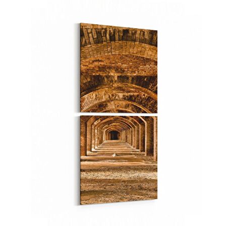 Olla 19001KD Yapı Görseli Kare 2'li Dikey Kanvas Tablo (Ölçü: 30X65)