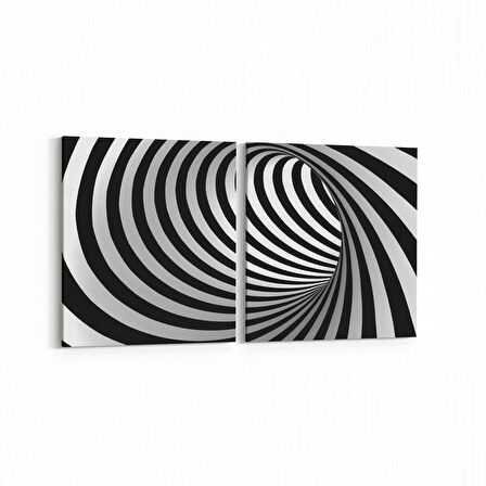 Olla 10226K2Y Abstract Girdap Görsel Kare 2'li Yatay Kanvas Tablo (Ölçü: 125X60)